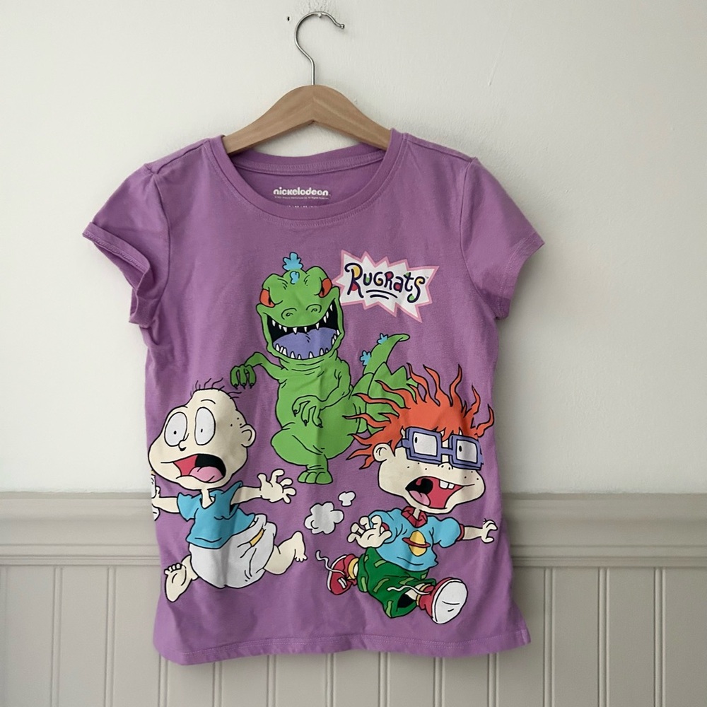 Nickelodeon Girls Medium 7/8 90s Cartoon Rugrats Purple Kids T-Shirt